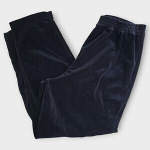 SK Company Velour Pants Womans Small Petite Black Stretchy High Rise Lou…